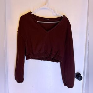 SHEIN Deep Brown V-Neck Crop Top